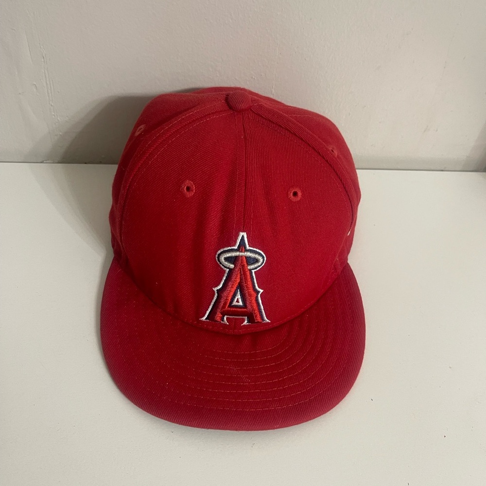 VTG Los Angeles Angels New Era Official Red Kids Baseball Cap Size 7 3/8